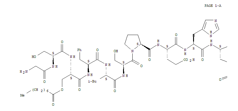 L-Arginine,glycyl-L-seryl-O-(1-oxooctyl)-L-seryl-L-phenylalanyl-L-leucyl-L-seryl-L-prolyl-L-a-glutamyl-L-histidyl-L-glutaminyl-L-lysyl-L-alanyl-L-glutaminyl-L-glutaminyl-L-arginyl-L-lysyl-L-a-glutamyl