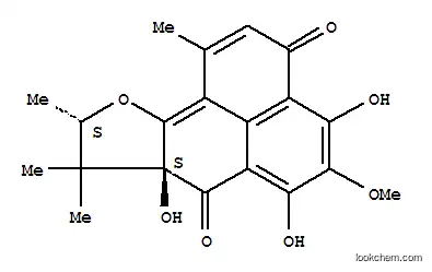 Molecular Structure of 26871-31-8 (3H-Phenaleno[1,2-b]furan-3,7(7aH)-dione,8,9-dihydro-4,6,7a-trihydroxy-5-methoxy-1,8,8,9-tetramethyl-, (7aS,9S)-)