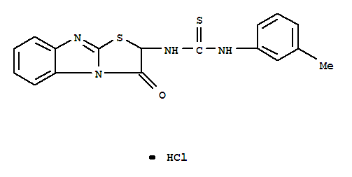 27150-09-0,1-(3-methylphenyl)-3-(3-oxo-2,3-dihydro[1,3]thiazolo[3,2-a]benzimidazol-2-yl)thiourea hydrochloride,Thiourea,N-(2,3-dihydro-3-oxothiazolo[3,2-a]benzimidazol-2-yl)-N'-(3-methylphenyl)-,monohydrochloride (9CI); Urea,1-(2,3-dihydro-3-oxothiazolo[3,2-a]benzimidazol-2-yl)-2-thio-3-m-tolyl-,monohydrochloride (8CI); Thiazolo[3,2-a]benzimidazole, thiourea deriv.