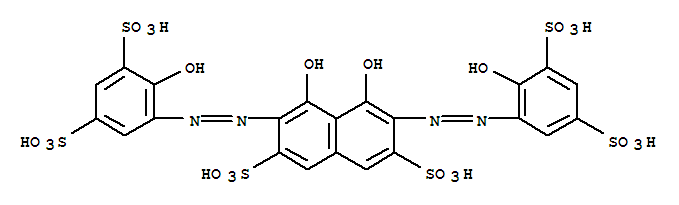 27728-44-5,2,7-Naphthalenedisulfonicacid, 4,5-dihydroxy-3,6-bis[2-(2-hydroxy-3,5-disulfophenyl)diazenyl]-,2,7-Naphthalenedisulfonicacid, 4,5-dihydroxy-3,6-bis[(2-hydroxy-3,5-disulfophenyl)azo]- (8CI,9CI);Disulfophenol S