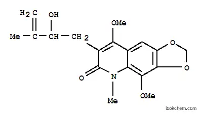 Molecular Structure of 27741-35-1 (1,3-Dioxolo[4,5-g]quinolin-6(5H)-one,7-(2-hydroxy-3-methyl-3-butenyl)-4,8-dimethoxy-5-methyl- (9CI))