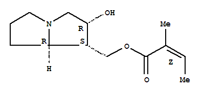 27841-97-0,(Z)-2-Methyl-2-butenoic acid [(1S,2R,7aR)-hexahydro-2β-hydroxy-1H-pyrrolizin-1β-yl]methyl ester,2-Butenoicacid, 2-methyl-, (hexahydro-2-hydroxy-1H-pyrrolizin-1-yl)methyl ester, [1S-[1a(Z),2a,7aa]]-; Macrophylline (6CI,8CI); Macrophylline (Senecio)
