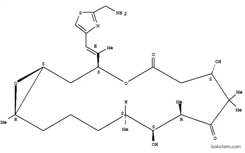 Molecular Structure of 280578-49-6 ((1S,3S,7S,10R,11S,12S,16R)-3-[(1E)-2-[2-(Aminomethyl)-4-thiazolyl]-1-methylethenyl]-7,11-dihydroxy-8,8,10,12,16-pentamethyl-4,17-dioxabicyclo[14.1.0]heptadecane-5,9-dione)