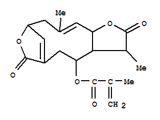 29307-04-8,2-Propenoic acid,2-methyl-,2,3,3a,4,5,9,10,12a-octahydro-3,11-dimethyl-2,7-dioxo-7H-9,6-methenofuro[2,3-f]oxacycloundecin-4-ylester (9CI),Germacra-1(10),4-diene-12,14-dioicacid, 2b,6a,8a-trihydroxy-, 12,6:14,2-dilactone, methacrylate, (E)- (8CI);7H-9,6-Methenofuro[2,3-f]oxacycloundecin, 2-propenoic acid deriv.; Methacrylicacid, 8-ester with 2b,6a,8a-trihydroxygermacra-1(10),4-diene-12,14-dioic acid di-g-lactone, (E)- (8CI);Deoxydihydroelephantopin; Dihydrodeoxyelephantopin; Elephantopin, deoxydihydro-