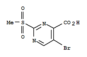 Molecular Structure of 30321-94-9 (4-Pyrimidinecarboxylicacid, 5-bromo-2-(methylsulfonyl)-)