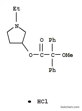 Molecular Structure of 3043-03-6 ((1-ethyl-2,3,4,5-tetrahydropyrrol-3-yl) 2-methoxy-2,2-diphenyl-acetate chloride)