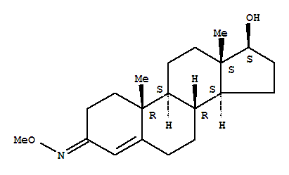 Androst-4-en-3-one,17-hydroxy-, O-methyloxime, (17b)- (9CI)