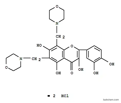 Molecular Structure of 31123-95-2 (4H-1-Benzopyran-4-one,2-(3,4-dihydroxyphenyl)-3,5,7-trihydroxy-6,8-bis(4-morpholinylmethyl)-,hydrochloride (1:2))