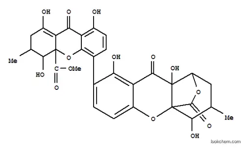 Molecular Structure of 31485-40-2 (4aH-Xanthene-4a-carboxylicacid,5-(1,2,3,4,9,9a-hexahydro-4,8,9a-trihydroxy-3-methyl-9,11-dioxo-1,4a-(epoxymethano)-4aH-xanthen-7-yl)-2,3,4,9-tetrahydro-1,4,8-trihydroxy-3-methyl-9-oxo-,methyl ester (9CI))