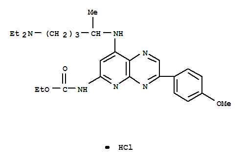 Carbamic acid,[8-[[4-(diethylamino)-1-methylbutyl]amino]-3-(4-methoxyphenyl)pyrido[2,3-b]pyrazin-6-yl]-,ethyl ester, monohydrochloride (9CI) cas  31541-76-1