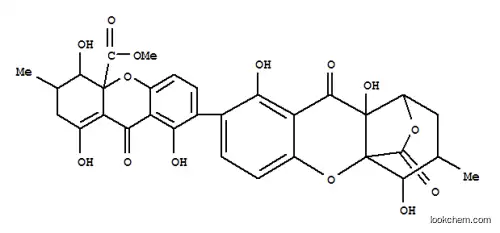 Molecular Structure of 3187-46-0 (4aH-Xanthene-4a-carboxylicacid,7-[(1R,3S,4S,4aS,9aS)-1,2,3,4,9,9a-hexahydro-4,8,9a-trihydroxy-3-methyl-9,11-dioxo-1,4a-(epoxymethano)-4aH-xanthen-7-yl]-2,3,4,9-tetrahydro-1,4,8-trihydroxy-3-methyl-9-oxo-,methyl ester, (3S,4S,4aR)- (9CI))