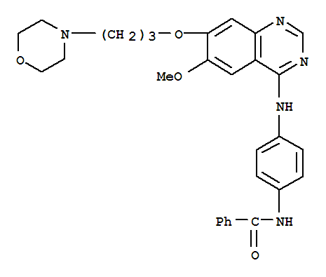 Molecular Structure of 331771-20-1 (Benzamide,N-[4-[[6-methoxy-7-[3-(4-morpholinyl)propoxy]-4-quinazolinyl]amino]phenyl]-)