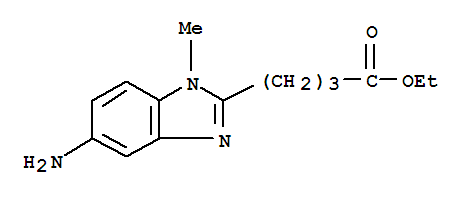 Molecular Structure of 3543-73-5 (1H-Benzimidazole-2-butanoicacid, 5-amino-1-methyl-, ethyl ester)
