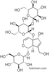 Molecular Structure of 81720-08-3 ([(1S,7aα)-1α-(β-D-Glucopyranosyloxy)-5,7a-dihydro-5α-hydroxy-7-(hydroxymethyl)cyclopenta[c]pyran-4aα(1H)-yl]2-O-β-D-glucopyranosyl-β-D-glucopyranoside)