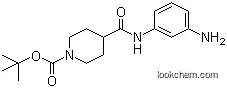 Molecular Structure of 883106-64-7 (4-(3-AMINO-PHENYLCARBAMOYL)-PIPERIDINE-1-CARBOXYLIC ACID TERT-BUTYL ESTER)