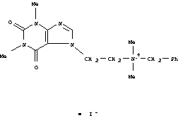 Molecular Structure of 35206-01-0 (7H-Purine-7-ethanaminium,1,2,3,6-tetrahydro-N,N,1,3-tetramethyl-2,6-dioxo-N-(phenylmethyl)-, iodide(1:1))