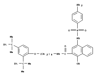54179-19-0,4-[[(4-Aminophenyl)sulfonyl]amino]-N-[4-[2,4-bis(1,1-dimethylpropyl)phenoxy]butyl]-1-hydroxy-2-naphthalenecarboxamide,