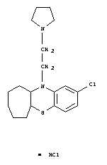55025-15-5,2-chloro-11-(2-pyrrolidin-1-ylethyl)-5a,6,7,8,9,10,10a,11-octahydrobenzo[b]cyclohepta[e][1,4]thiazine hydrochloride,Benzo[b]cyclohepta[e][1,4]thiazine,2-chloro-5a,6,7,8,9,10,10a,11-octahydro-11-[2-(1-pyrrolidinyl)ethyl]-,monohydrochloride (9CI)