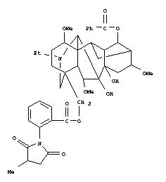 66731-39-3,20-Ethyl-1α,6β,16β-trimethoxy-4-[[[2-(3-methyl-2,5-dioxo-1-pyrrolidinyl)benzoyl]oxy]methyl]aconitane-7,8,14α-triol 14-benzoate,2H-12,3,6a-Ethanylylidene-7,9-methanonaphth[2,3-b]azocine,aconitane-7,8,14-triol deriv.; Ajacusine