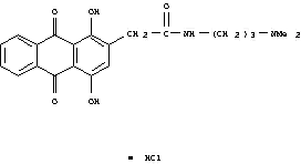 Molecular Structure of 81085-95-2 (2-(1,4-dihydroxy-9,10-dioxo-9,10-dihydroanthracen-2-yl)-N-[3-(dimethylamino)propyl]acetamide hydrochloride (1:1))