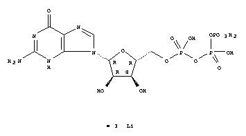Molecular Structure of 85737-04-8 (Guanosine5'-(tetrahydrogen triphosphate), trilithium salt (9CI))