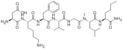 137565-28-7,L-Asp-L-Lys-L-Phe-L-Val-Gly-N-methyl-L-Leu-L-Nle-NH2,[Lys5,MeLeu9,Nle10]neurokinin A(4-10);[Lys5,MeLeu9,Nle10]NKA(4-10);L-Asp-L-Lys-L-Phe-L-Val-Gly-N-methyl-L-Leu-L-Nle-NH2