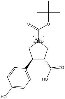 Molecular Structure of 959574-90-4 (trans-1-Boc-4-(4-hydroxyphenyl)-pyrrolidine-3-carboxylic acid)
