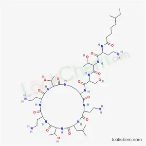 Molecular Structure of 1404-29-1 (N-{4-amino-2-[(6-methyloctanoyl)amino]butanoyl}threonyl-N-[6,9,18-tris(2-aminoethyl)-3,12-bis(1-hydroxyethyl)-15-(2-methylpropyl)-2,5,8,11,14,17,20-heptaoxo-1,4,7,10,13,16,19-heptaazacyclotricosan-21-yl]serinamide)