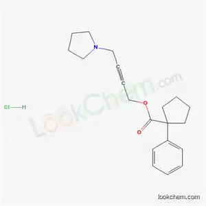 Molecular Structure of 17781-94-1 (4-(pyrrolidin-1-yl)but-2-yn-1-yl 1-phenylcyclopentanecarboxylate hydrochloride (1:1))