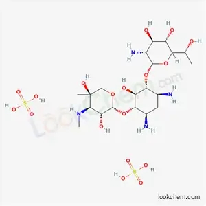 (1R,2S,3S,4R,6S)-4,6-diamino-3-{[3-deoxy-4-C-methyl-3-(methylamino)-beta-L-arabinopyranosyl]oxy}-2-hydroxycyclohexyl 2-amino-2,7-dideoxy-D-glycero-alpha-D-gluco-heptopyranoside sulfate (1:2)
