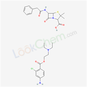 7179-55-7,3,3-dimethyl-7-oxo-6-[(phenylacetyl)amino]-4-thia-1-azabicyclo[3.2.0]heptane-2-carboxylic acid - 2-(diethylamino)ethyl 4-amino-2-chlorobenzoate (1:1),