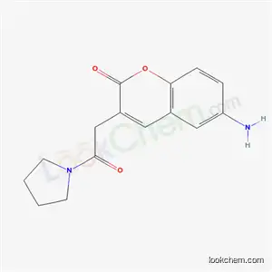 6-Amino-3-((1-pyrrolidinylcarbonyl)methyl)coumarin