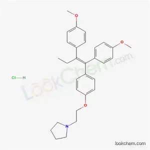 Molecular Structure of 35278-53-6 (1-(2-{4-[(1E)-1,2-bis(4-methoxyphenyl)but-1-en-1-yl]phenoxy}ethyl)pyrrolidine hydrochloride)