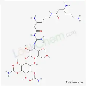 Molecular Structure of 52955-41-6 (5-[(3-{[(1E)-amino({3-amino-6-[(3,6-diaminohexanoyl)amino]hexanoyl}amino)methylidene]amino}-3-deoxyhexopyranosyl)oxy]-2,4,6-trihydroxycyclohexane-1,3-diyl dicarbamate)