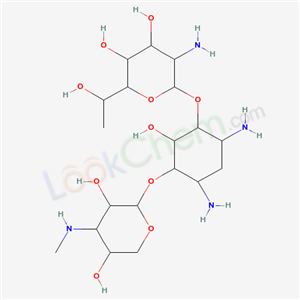 66322-27-8,4,6-diamino-3-{[3-deoxy-3-(methylamino)pentopyranosyl]oxy}-2-hydroxycyclohexyl 2-amino-2,7-dideoxyheptopyranoside,