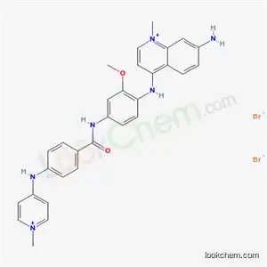 Molecular Structure of 68772-43-0 (7-amino-4-({2-methoxy-4-[({4-[(1-methylpyridinium-4-yl)amino]phenyl}carbonyl)amino]phenyl}amino)-1-methylquinolinium dibromide)