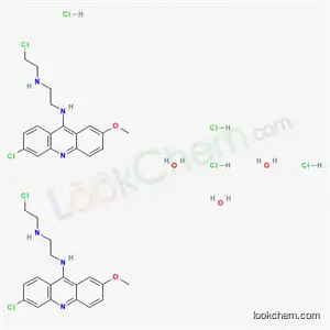 Molecular Structure of 78110-37-9 (6-CHLORO-9-((2-((2-CHLOROETHYL)AMINO) ETHYL)AMINO)-2-METHOXYACRIDINE 2-HYDROCHLORIDE SESQUIHYDRATE			)