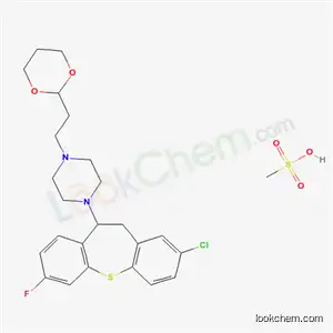 Molecular Structure of 104821-43-4 (1-(2-chloro-7-fluoro-10,11-dihydrodibenzo[b,f]thiepin-10-yl)-4-[2-(1,3-dioxan-2-yl)ethyl]piperazine methanesulfonate)