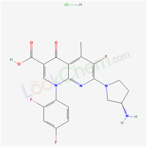 138668-58-3,7-[(3S)-3-aminopyrrolidin-1-yl]-1-(2,4-difluorophenyl)-6-fluoro-5-methyl-4-oxo-1,4-dihydro-1,8-naphthyridine-3-carboxylic acid hydrochloride,