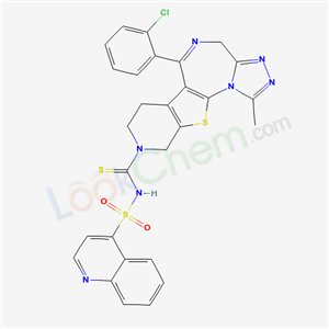 132442-67-2,4H-Pyrido(4,3:4,5)thieno(3,2-f)(1,2,4)triazolo(4,3-a)(1,4)diazepine-9(8H)-carbothioamide, 7,10-dihydro-6-(2-chlorophenyl)-1-methyl-N-(4-quinolinylsulfonyl)-,