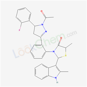 133405-37-5,3-{2-[1-acetyl-5-(2-fluorophenyl)-4,5-dihydro-1H-pyrazol-3-yl]phenyl}-5-methyl-2-(2-methyl-1H-indol-3-yl)-1,3-thiazolidin-4-one,