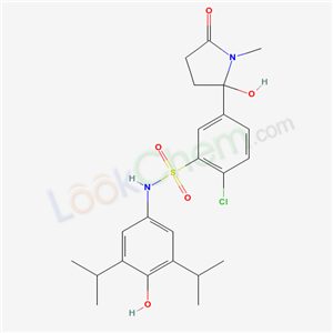 Molecular Structure of 119636-74-7 (2-chloro-N-(4-hydroxy-3,5-dipropan-2-yl-phenyl)-5-(2-hydroxy-1-methyl-5-oxo-pyrrolidin-2-yl)benzenesulfonamide)