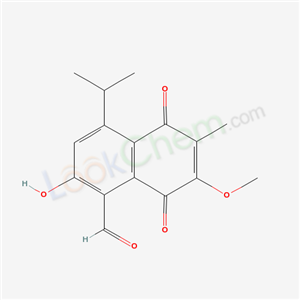 74636-01-4,2-Hydroxy-4-isopropyl-5,8-dioxo-6-methyl-7-methoxy-5,8-dihydronaphthalene-1-carbaldehyde,2-Hydroxy-4-isopropyl-5,8-dioxo-6-methyl-7-methoxy-5,8-dihydronaphthalene-1-carbaldehyde;NAPHTHALENECARBOXALDEHYDE DERIV;