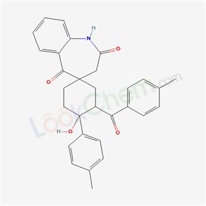 Molecular Structure of 190334-45-3 (Spiro(4H-1-benzazepine-4,1-cyclohexane)-2,5(1H,3H)-dione, 4-hydroxy-3-(4-methylbenzoyl)-4-(4-methylphenyl)-)