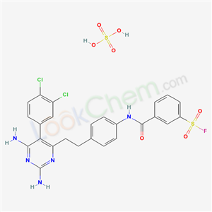 20096-78-0,3-[(4-{2-[2,6-diamino-5-(3,4-dichlorophenyl)pyrimidin-4-yl]ethyl}phenyl)carbamoyl]benzenesulfonyl fluoride sulfate (1:1),