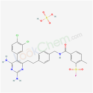 20096-76-8,5-[(4-{2-[2,6-diamino-5-(3,4-dichlorophenyl)pyrimidin-4-yl]ethyl}benzyl)carbamoyl]-2-methylbenzenesulfonyl fluoride sulfate (1:1),
