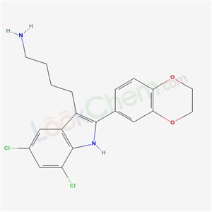 5021-82-9,4-[5,7-dichloro-2-(2,3-dihydro-1,4-benzodioxin-6-yl)-1H-indol-3-yl]butan-1-amine,