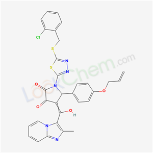 7067-41-6,1-{5-[(2-chlorobenzyl)sulfanyl]-1,3,4-thiadiazol-2-yl}-4-[hydroxy(2-methylimidazo[1,2-a]pyridin-3-yl)methylidene]-5-[4-(prop-2-en-1-yloxy)phenyl]pyrrolidine-2,3-dione,