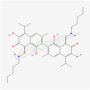5422-60-6,7-[1,6-dihydroxy-3-methyl-7-oxo-8-[(pentylamino)methylidene]-5-propan-2-yl-naphthalen-2-yl]-3,8-dihydroxy-6-methyl-1-[(pentylamino)methylidene]-4-propan-2-yl-naphthalen-2-one,