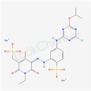 67827-64-9,disodium 5-[[5-[[4-chloro-6-isopropoxy-1,3,5-triazin-2-yl]amino]-2-sulphonatophenyl]azo]-1-ethyl-1,2-dihydro-6-hydroxy-4-methyl-2-oxopyridine-3-methanesulphonate,